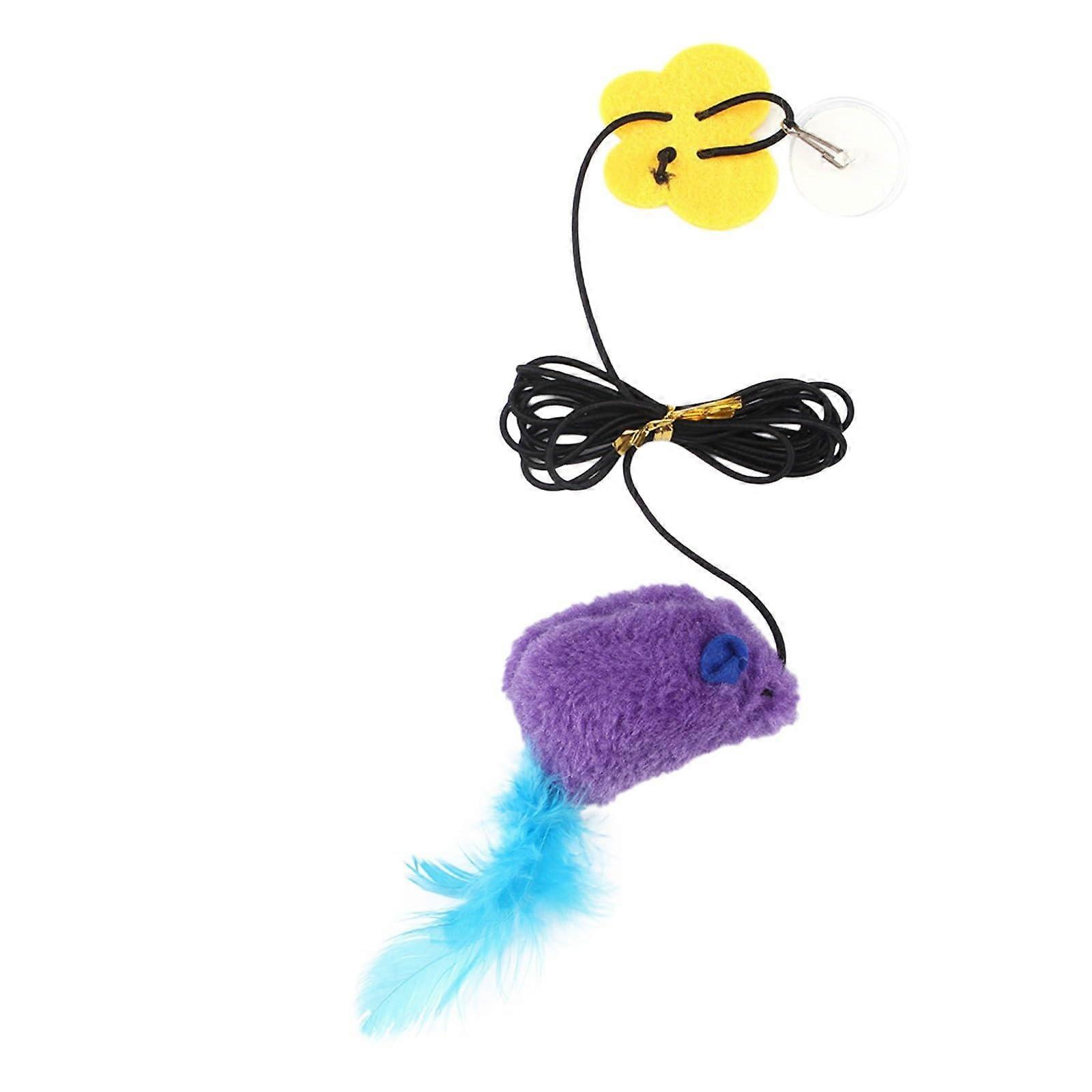 Cat Toy SelfHanging on Door Frame with Squeaky Sound Feather Tail Ball Track (B)