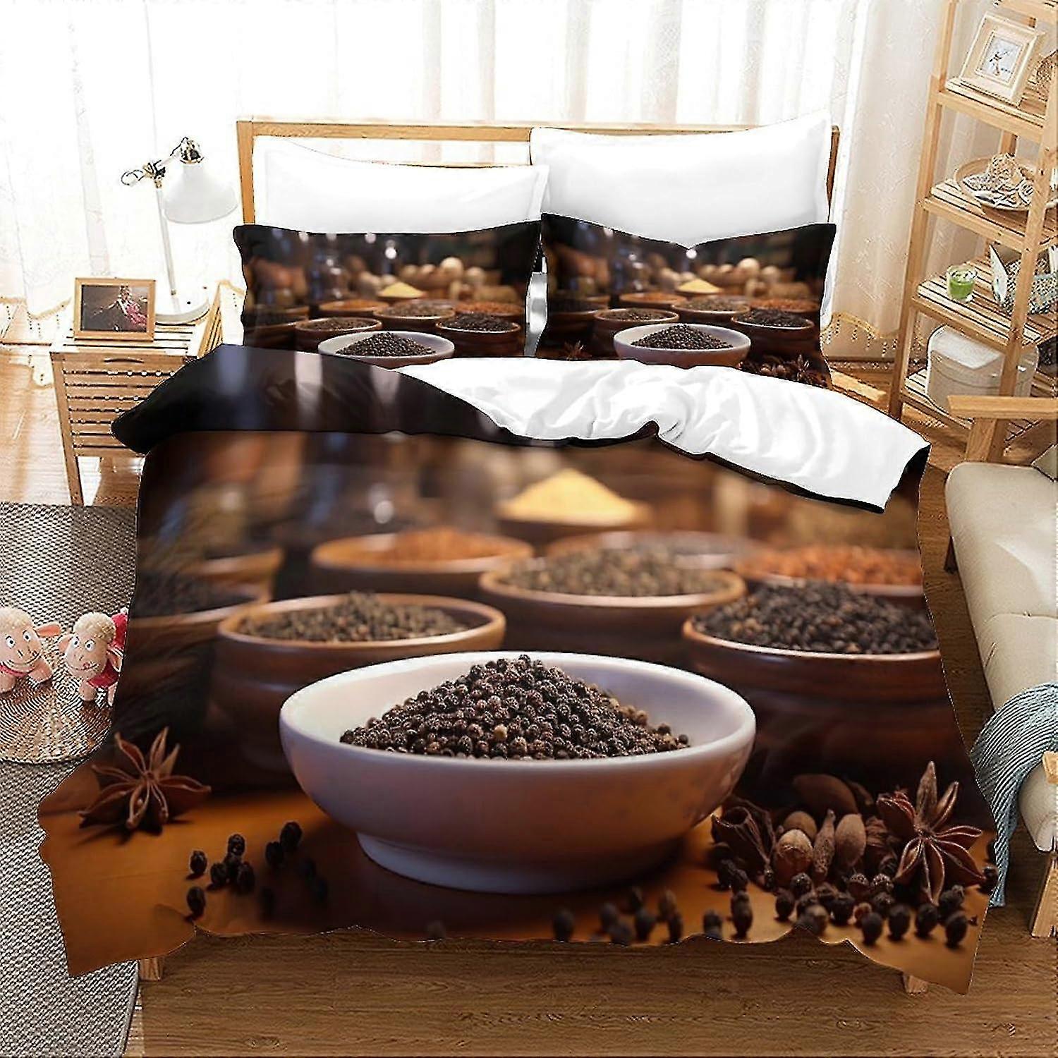 Artistic Bed Set with Duvet Cover and Pillowcases, 3-Piece Set with Invisible Zip