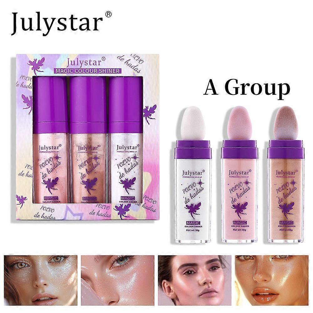 Fairy Highlighter Pat Powder Set, Three-Dimensional Face Contouring,Highlight Powder, Highlighter Face And Body EnhancesMultifunctional Highlighter St