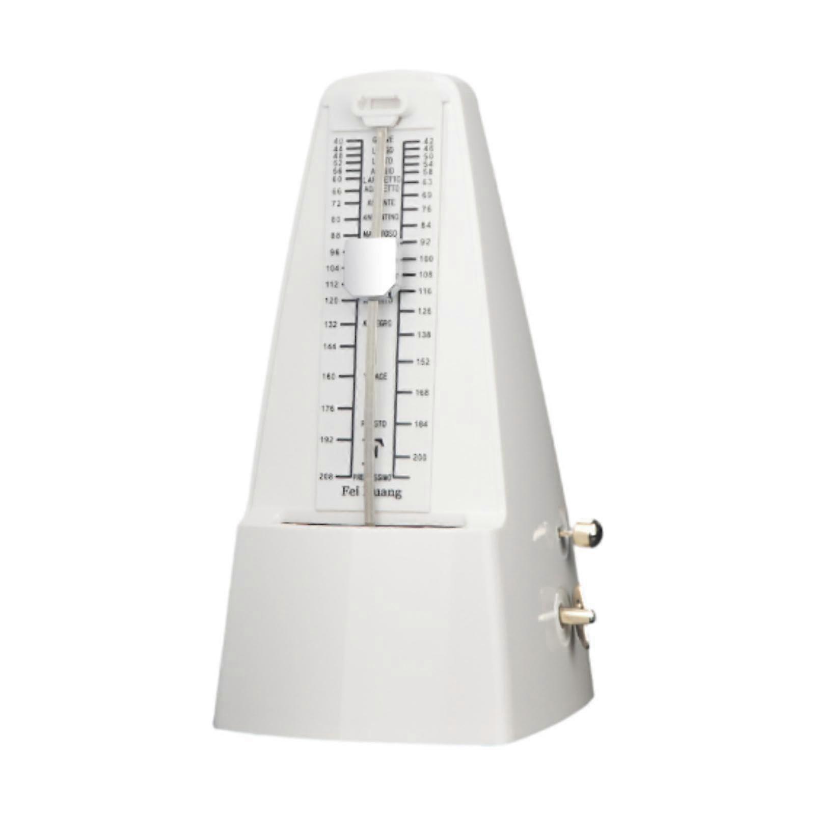 Metronome, precise track beat tempo, metal, stable, adjustable, practical, loud sound, universal for cello, saxophone, drums, piano, white