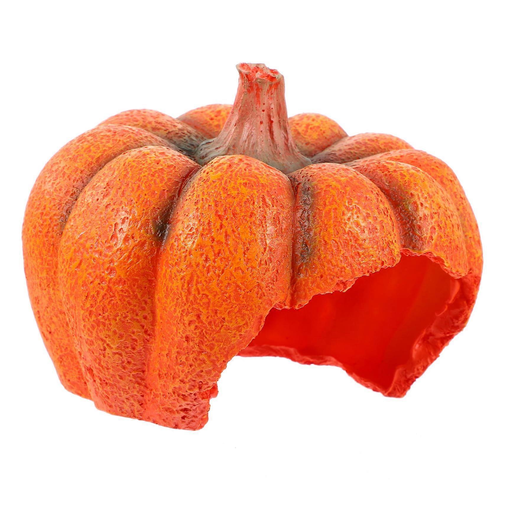 Pumpkin Hideout House Decorations for Aquarium Reptile Shelter Large Resin