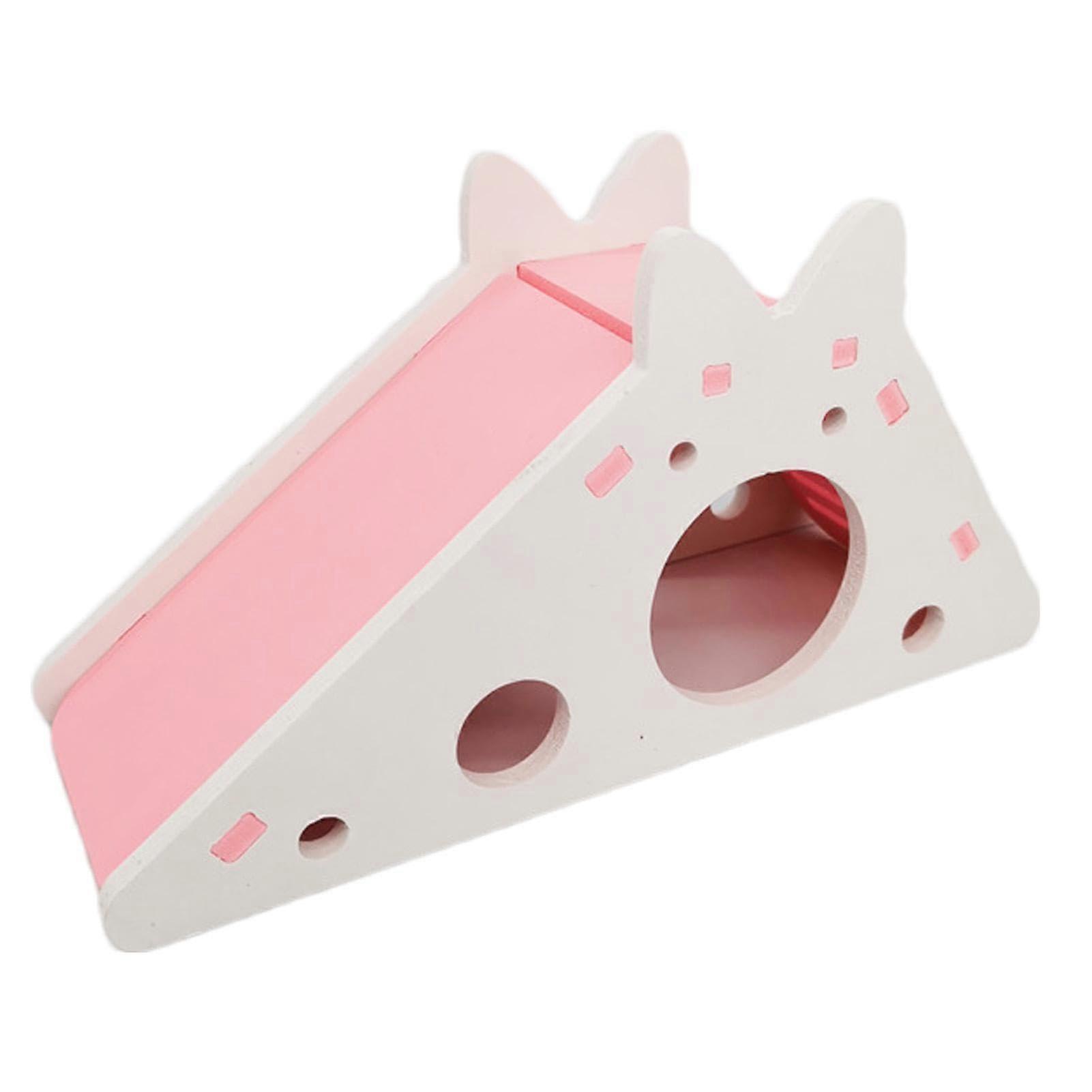 Hamster Toy – Hamster Playground Toy, Small Pet Ladder Hamster House Toy Hideout Slide Racing Mouse House Ladder Pink