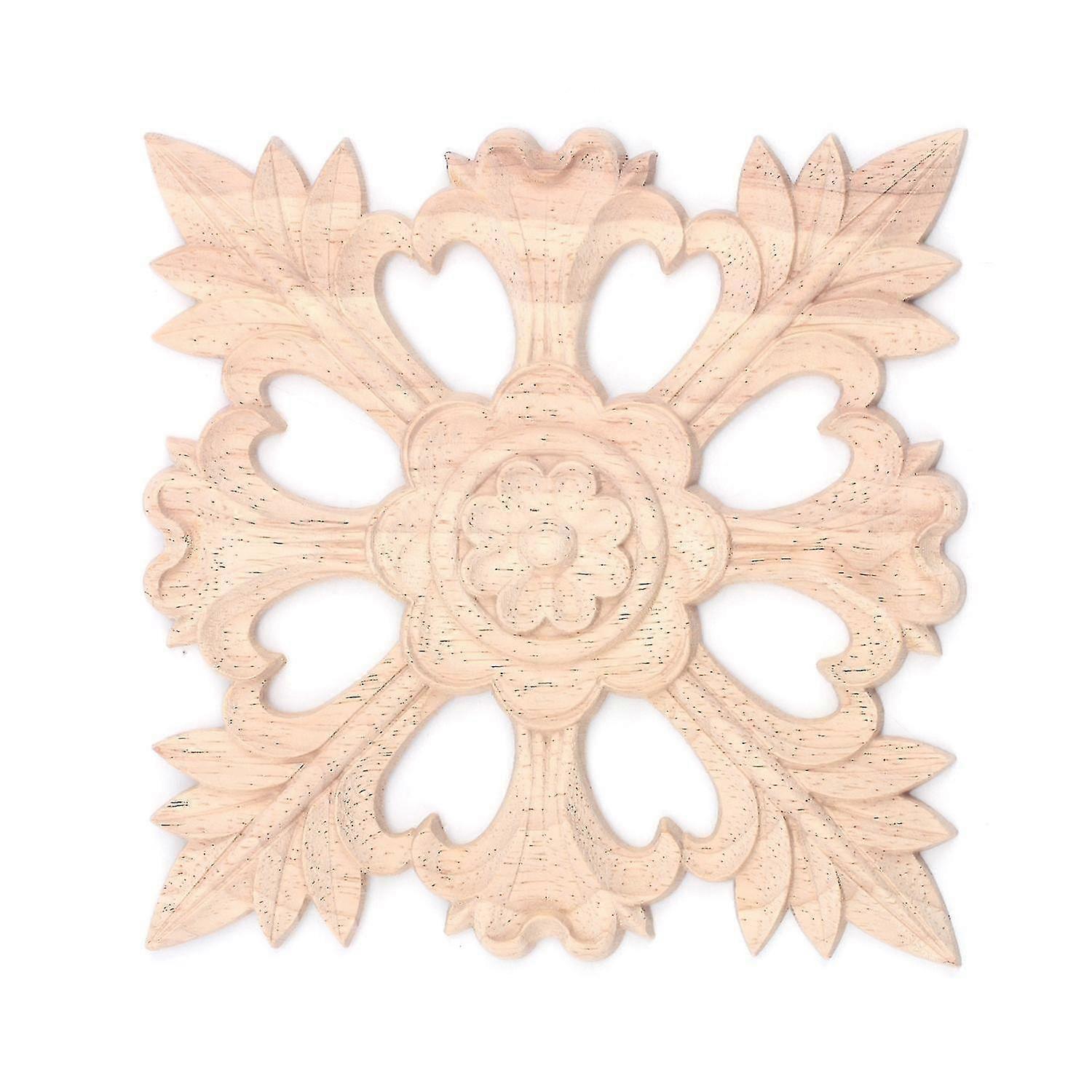 1x Rubber Wood Carved Onlay Applique Diy Decor #b:15*15cm