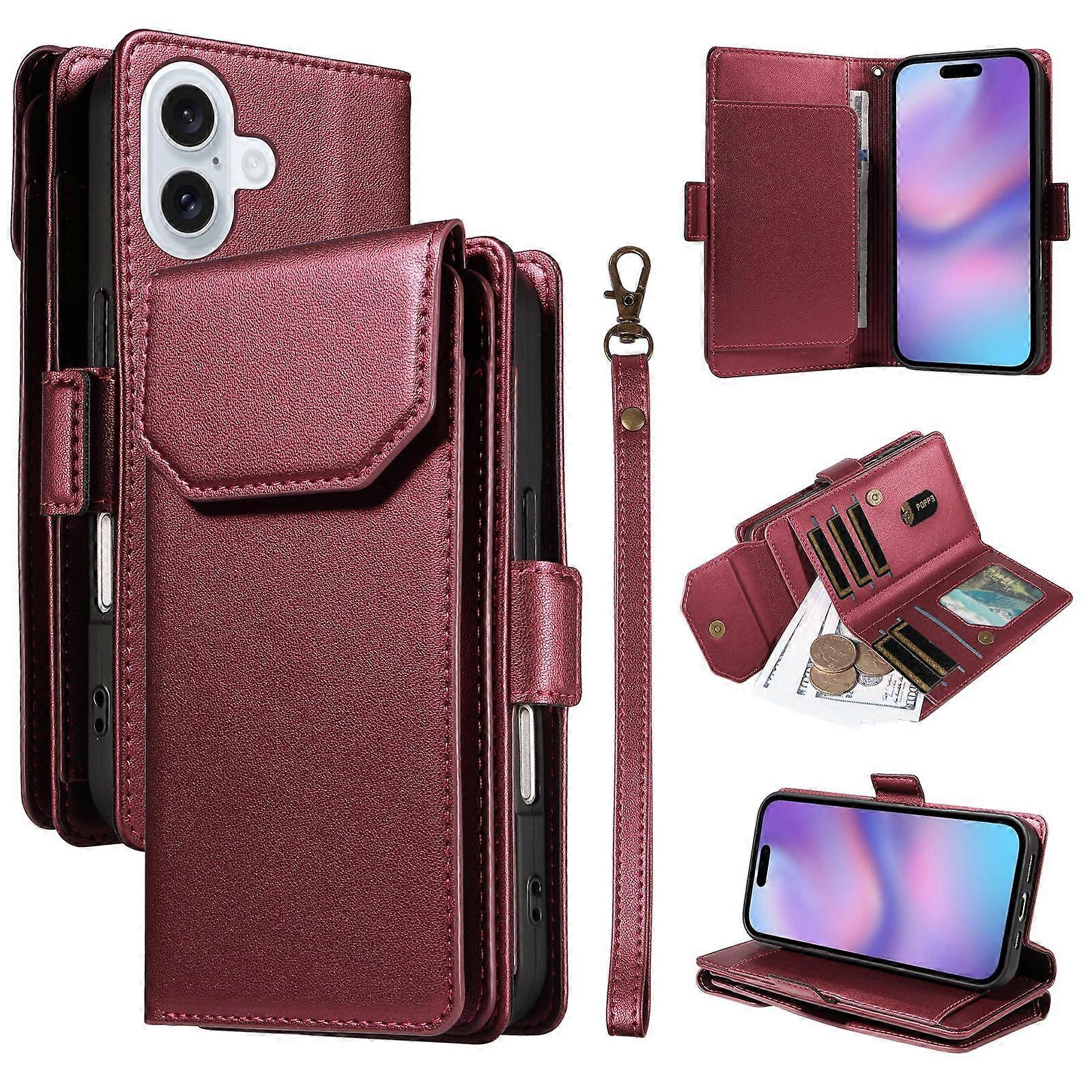 Multi Card Wallet Leather Phone Case with Strap