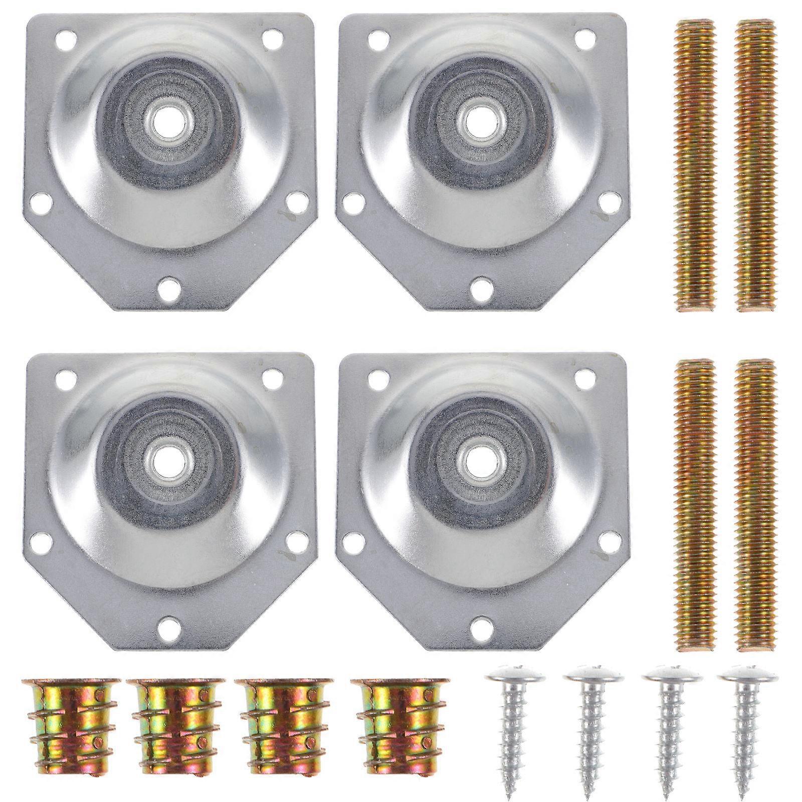 4pcs Angled Furniture Leg Fixing Plates with Screws – Durable Brackets for Solid Wood Table and Chair Legs Connection – Silver