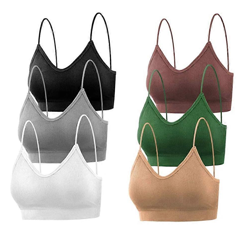 Women's Bras with V Neck Padded Seamless Design Made of Nylon in Assorted Colors Pack of 6