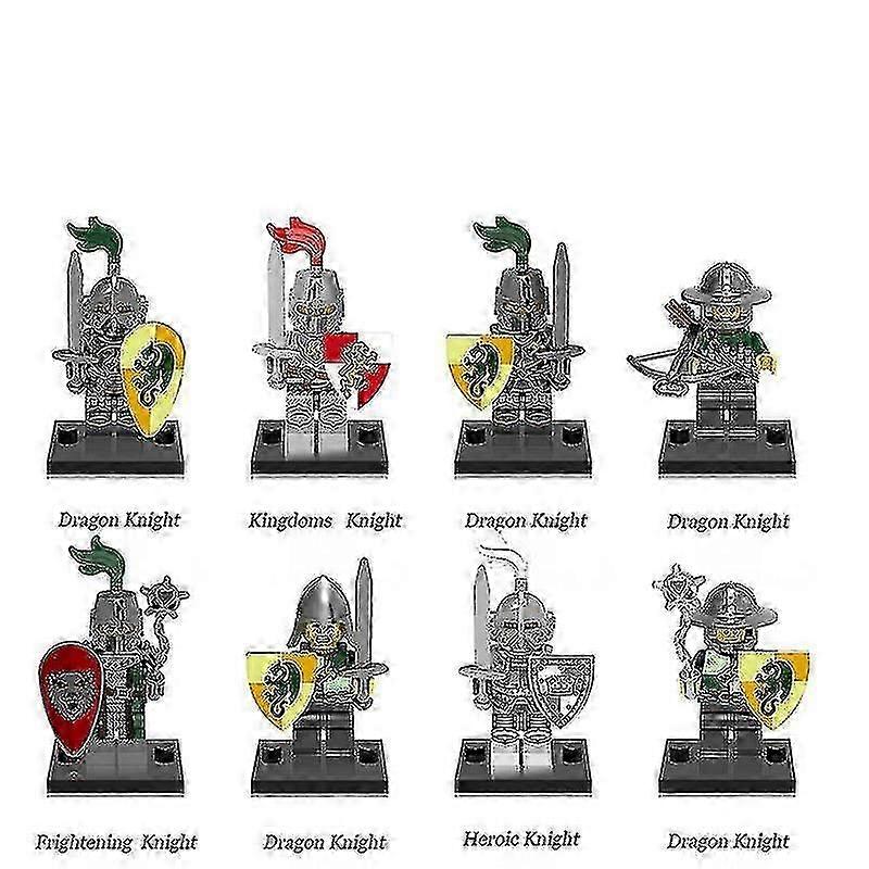 Set Of 8 Knight Figures Building Blocks 3-7cm