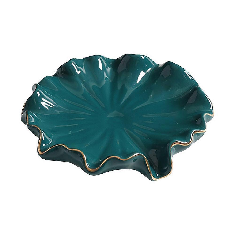 Unique Draining Soap Holder Ceramic Soap Box Home Decoration Lotus Leaf Shape 1Set