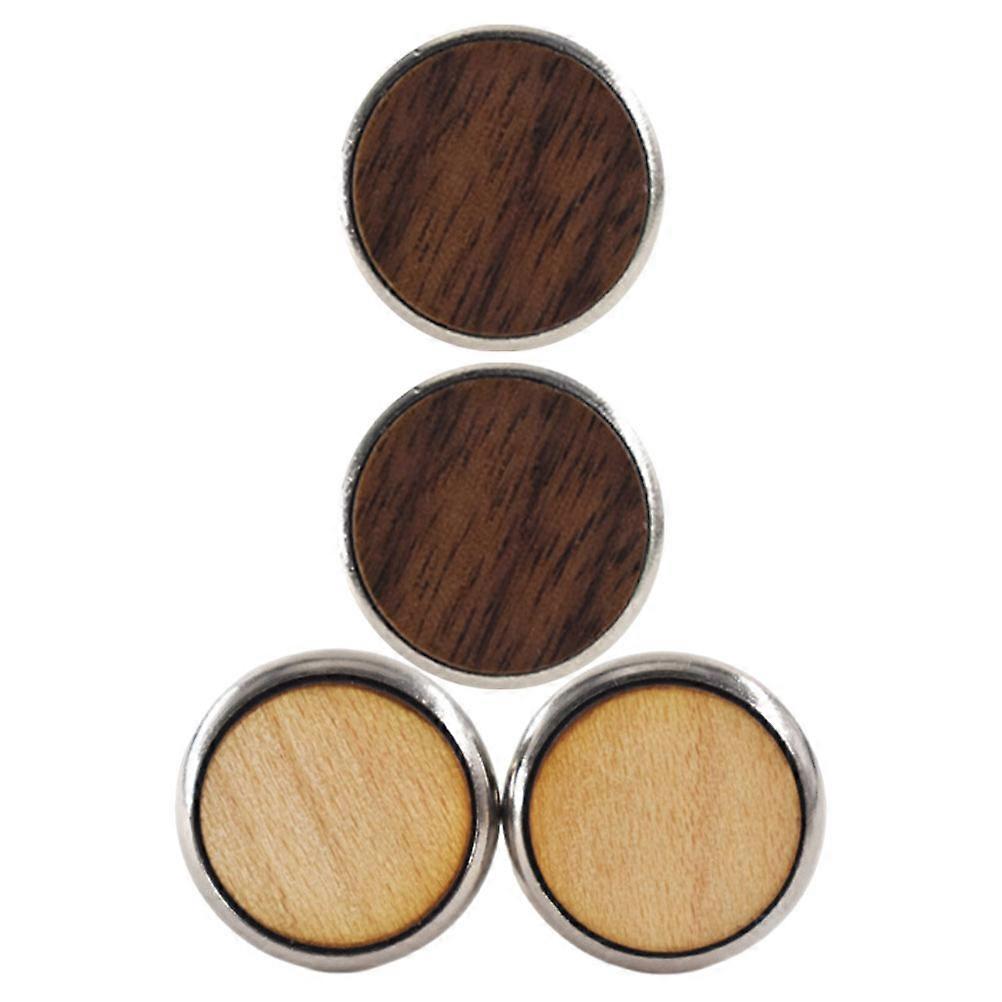 Wooden Sleeve Button for Decoration Premium Alloy Material Coffee Color Durable Fine Workmanship 2 Pairs