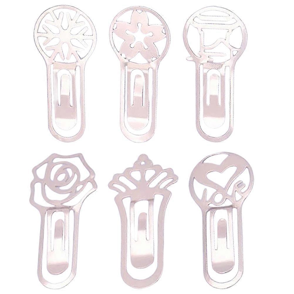 Reading Page Marker Portable Bookmarks Elegant Use Silver 6Pcs