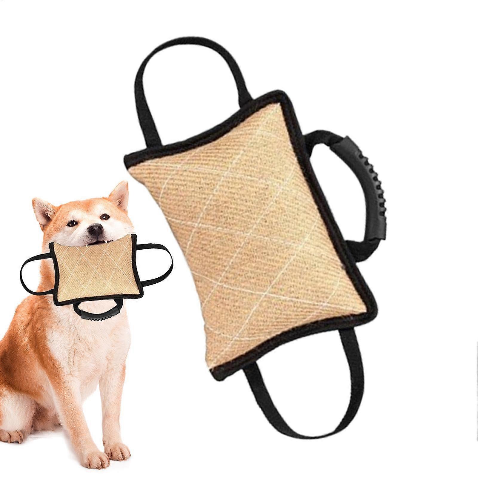 Tugofwar bite wedge toy for dogs, interactive toy made of polyester material, khaki.