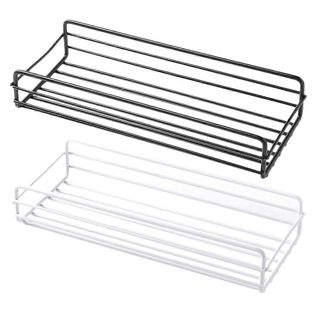 Bathroom Shelves Iron Wall Mounted Rack Black White 10.4×3.9×2.0in Simple Design Home Decor 2Pcs
