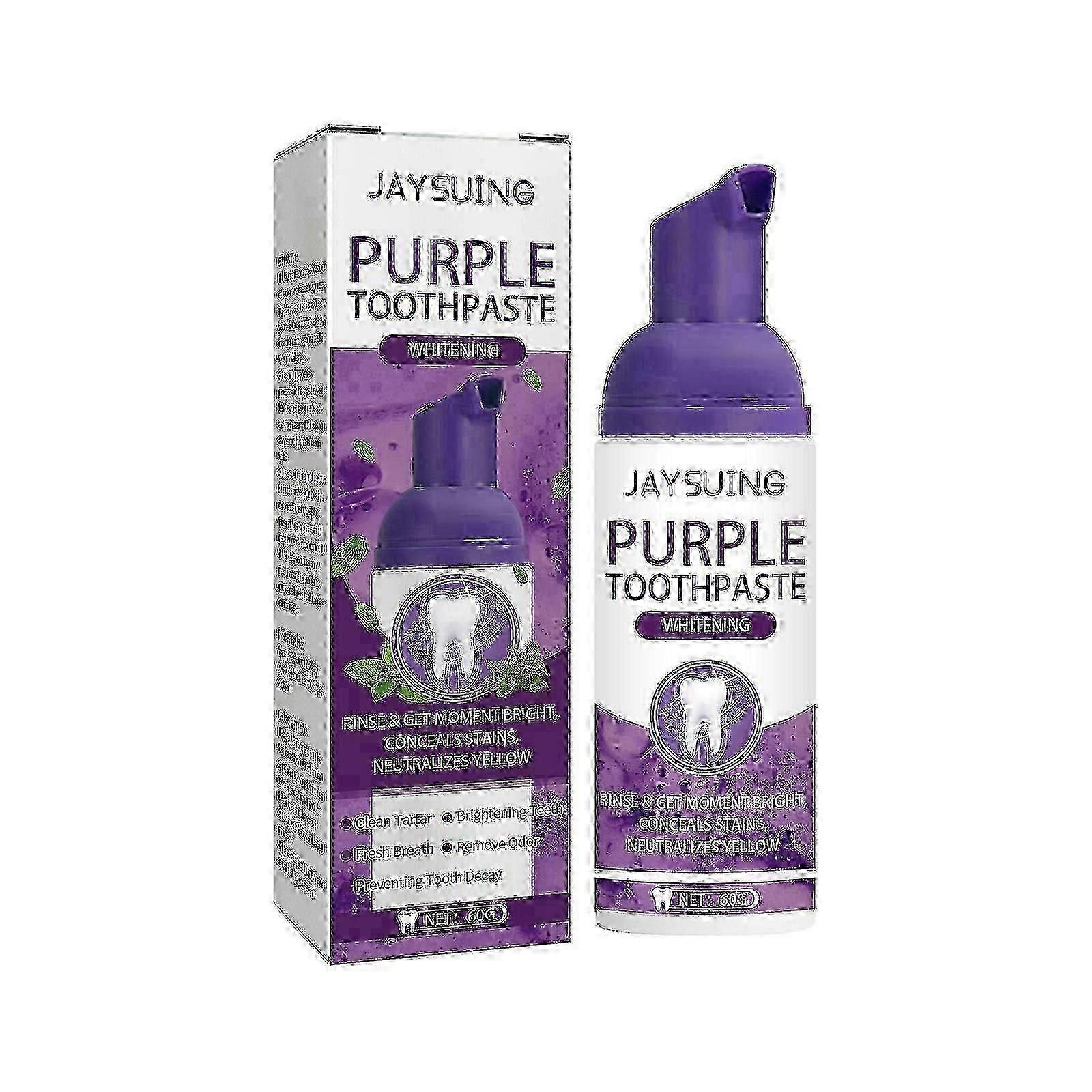 Jaysuing Purple Tooth Whitening Toothpaste Purple Teeth Whitening Toothpaste - 60G
