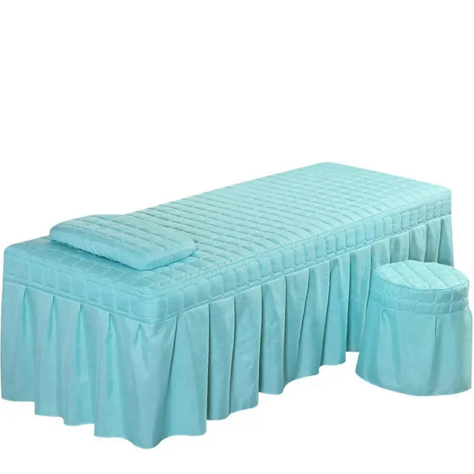 Massage table cover, solid wood, skinfriendly, full cover with hole, 5 sizes (Sky Blue)