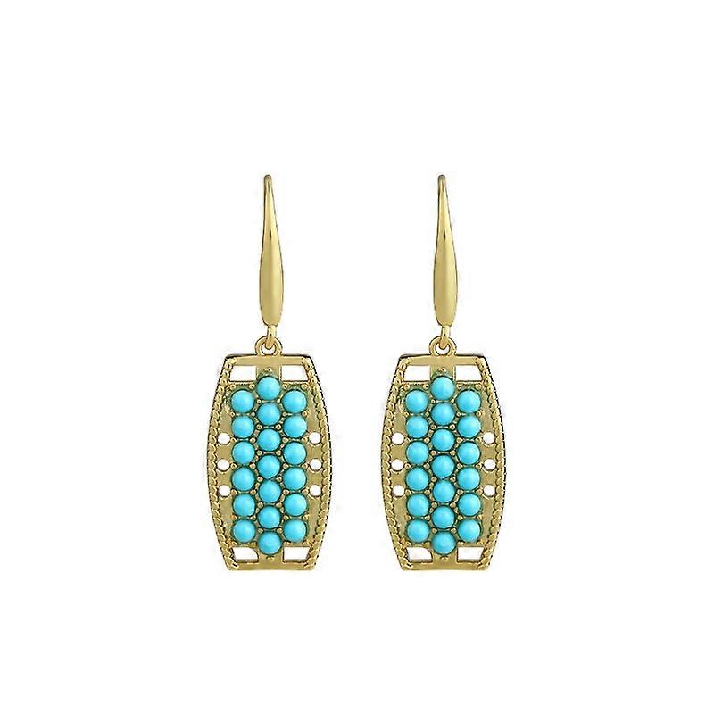 Turquoise Earrings Gold Dangle: Vintage Drop Hook Earrings