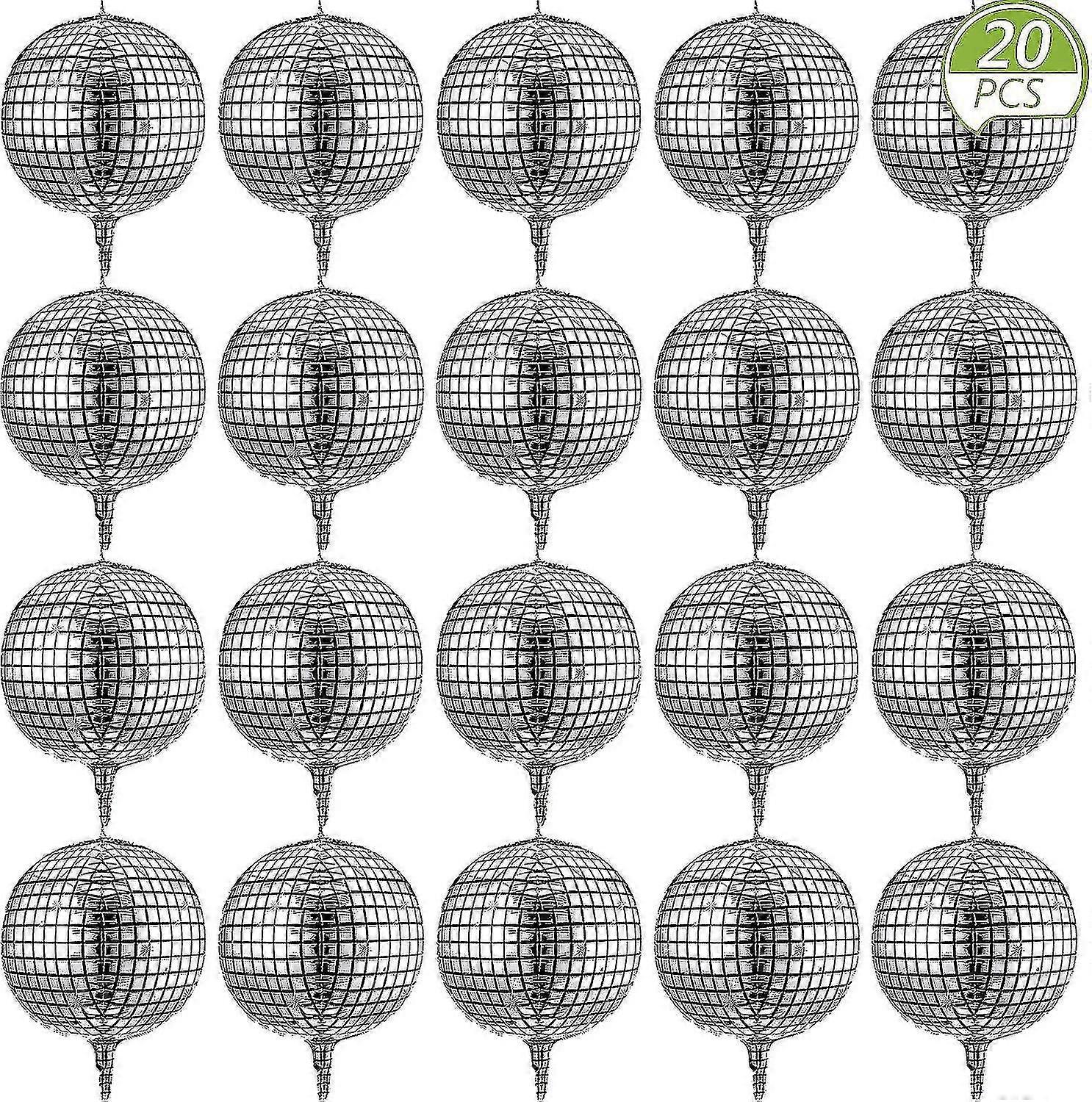 20pcs 22 "シルバーディスコバルーンパーティーの装飾のための4Dメタリックレーザーホイルバルーン