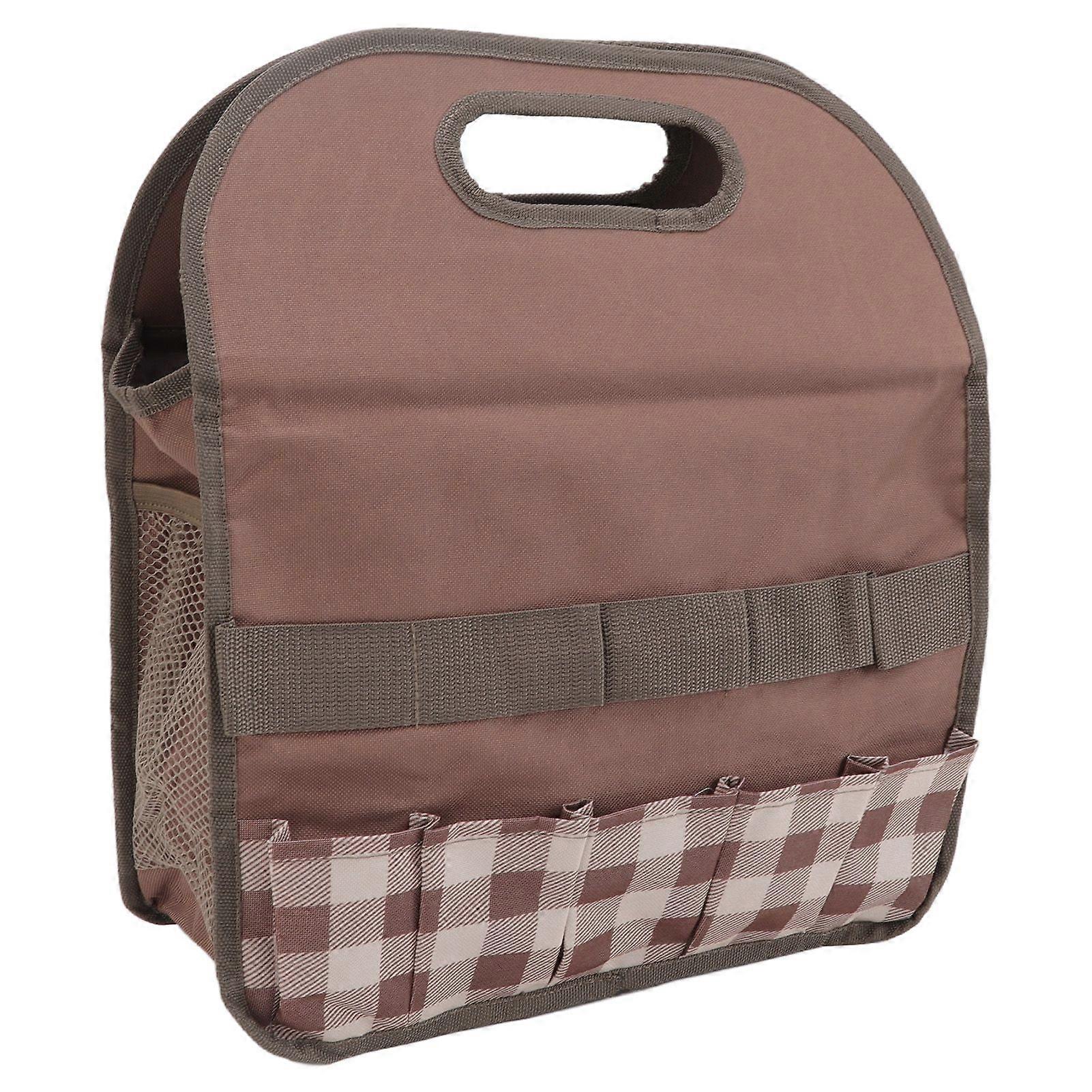 حقيبة أدوات الحديقة سعة كبيرة 600D أكسفورد القماش PE مجلس حديقة أداة الناقل للبستانيين بني مع منقوشة