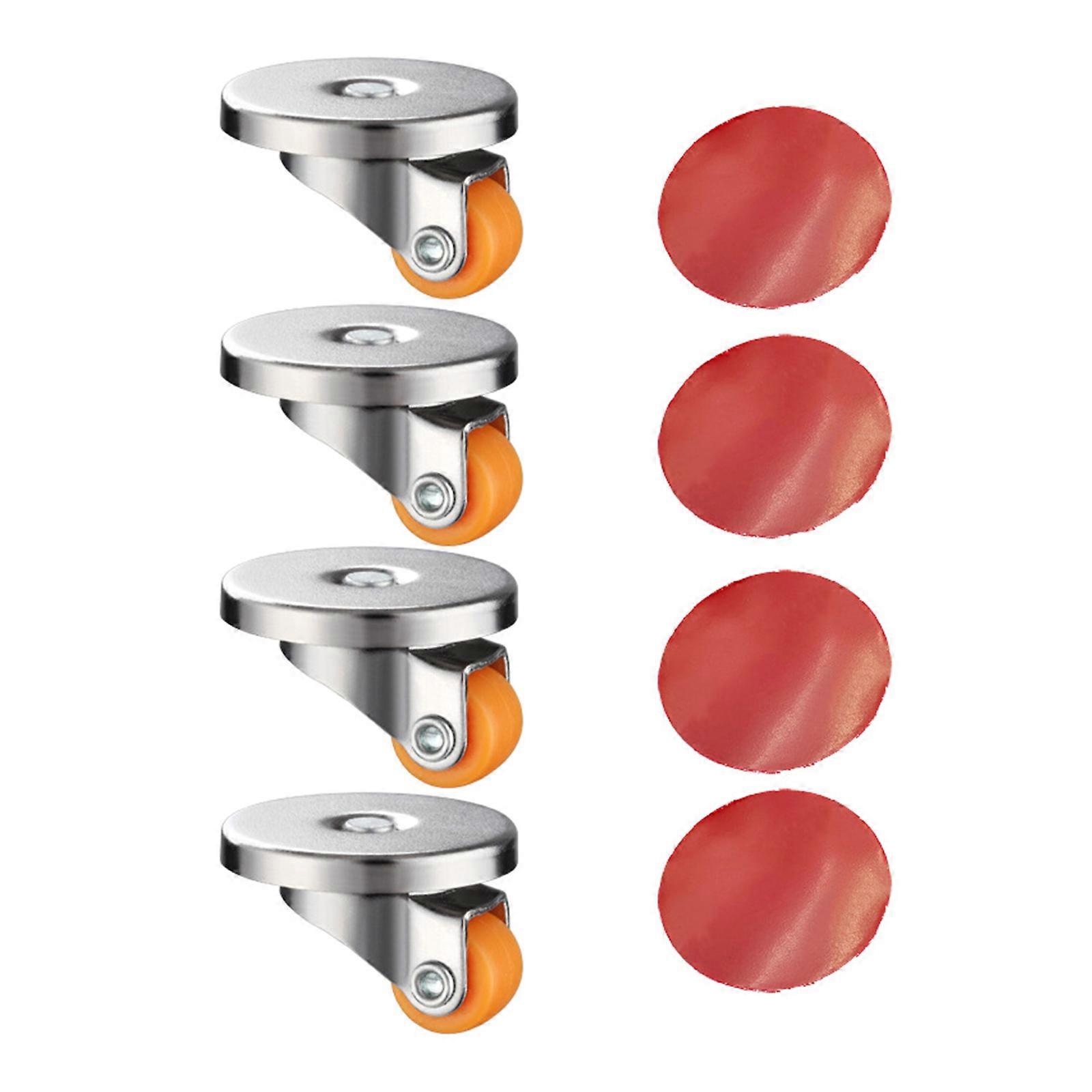 Set of 4 Multipurpose Small Rotating Wheel Stick Casters for Light Objects Like Coffee Machines and Juicers Daily Use Orange
