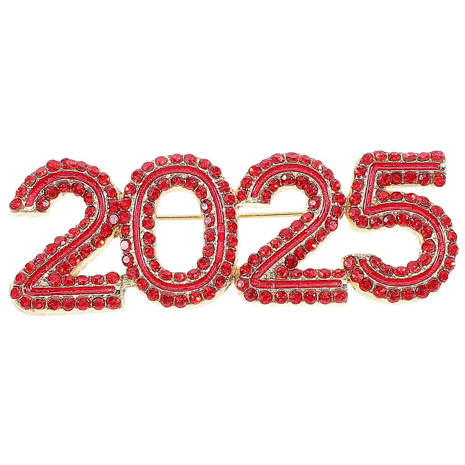 Rhinestone Number Brooch Pin for Women with Red Sparkling Embellishments Versatile Style for Decor 2.5 inches