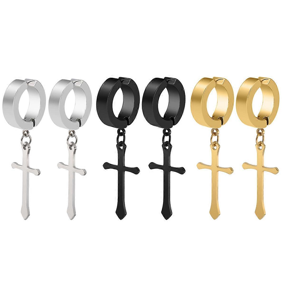 Chic Crucifix Ear Clips with Cross Shape Earrings Made of Durable Alloy in Assorted Colors