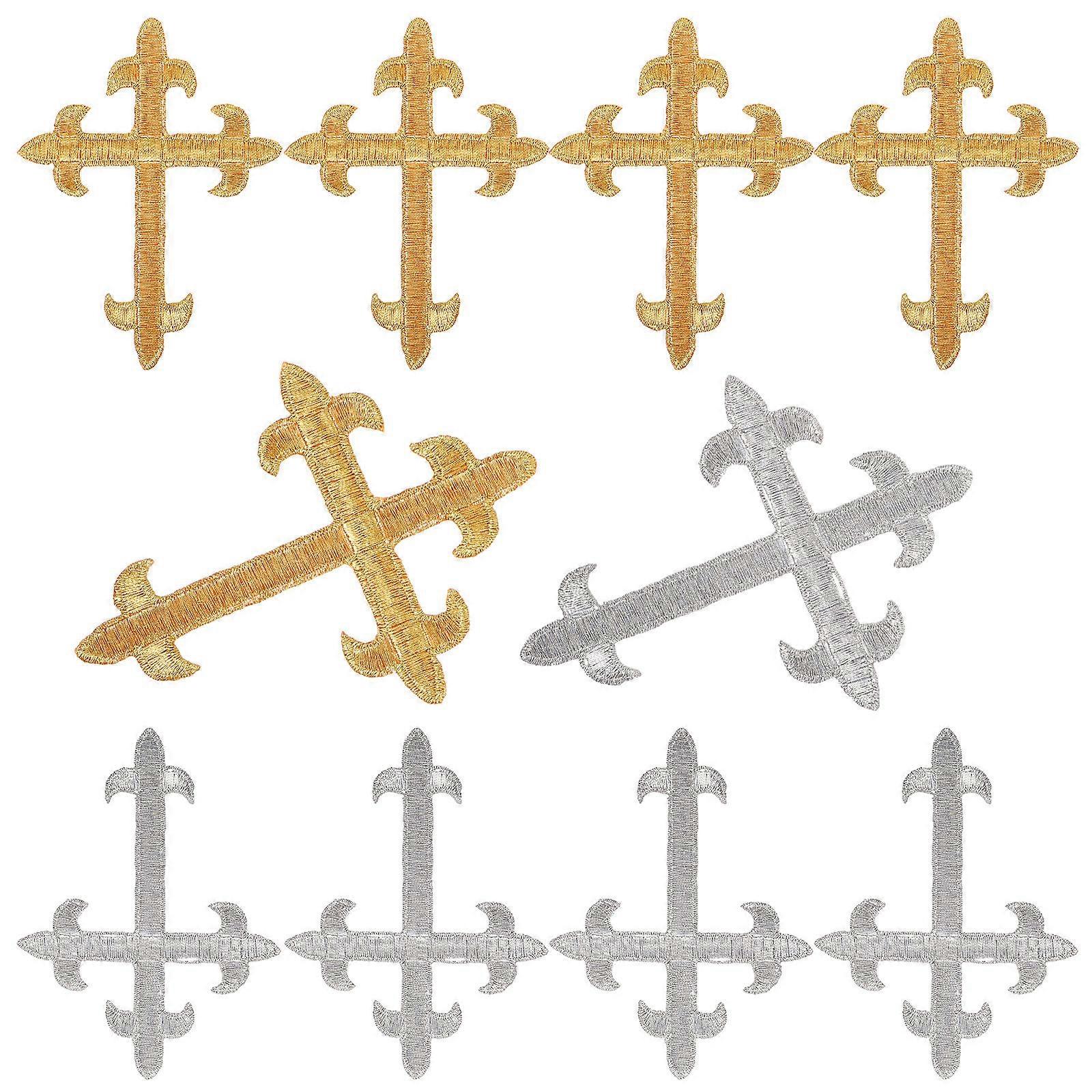 Embroidered Sew On Applique Patches Cross Shaped Diy Decoration Assorted Color 10Pcs