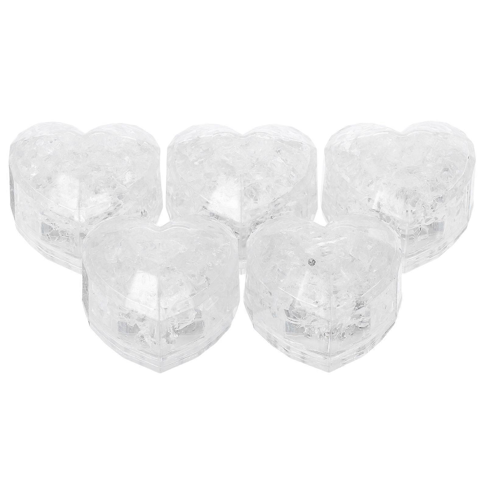 5 Pcs Transparent Heart Shape LED Flashing Lights for Party Decoration Plastic Lighting