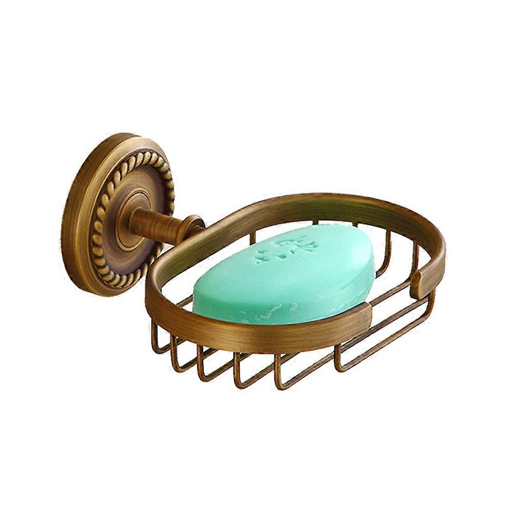 Vintage Style Solid Brass Wall Mounted Soap Dish Holder 1 Set Antique Brass Soap Shelf Tray for Home Bathroom