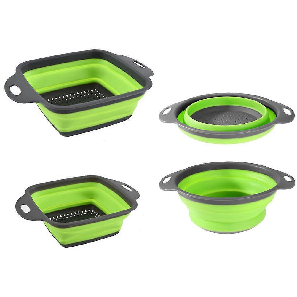 Drain Washing Basket Folding Fruit Basket Kitchen Use PP TPR Space Saving 11.6×9.3×3.7in Kitchen Storage 4Pcs