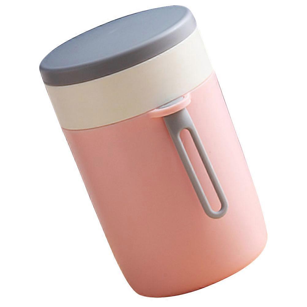 Insulated Soup Cup with Folding Spoon for Home Use Portable Leakproof Pink Stainless Steel 0.4L
