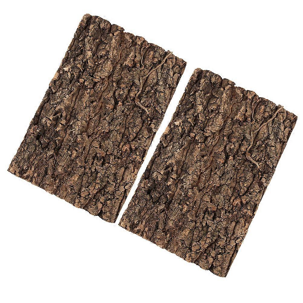 Light Brown Bark Reptile Tank Decor Sturdy Climbing Platform Safe for Reptiles 2Pcs