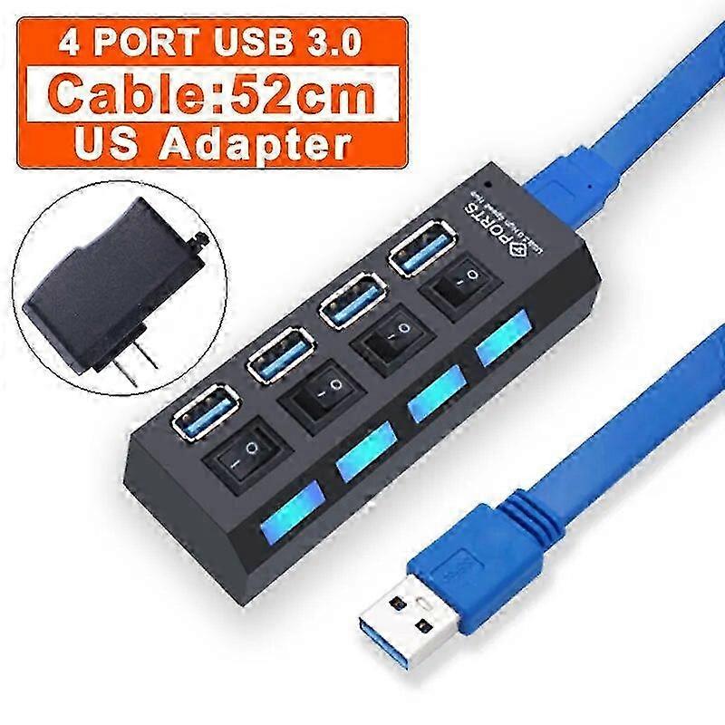 2025 USB Hub 3.0 Hub USB 3 USB 2.0 Multi USB Splitter Netzteil 4/7 Port Multiple Expander 2.0 mit Switch für PC-Zubehör