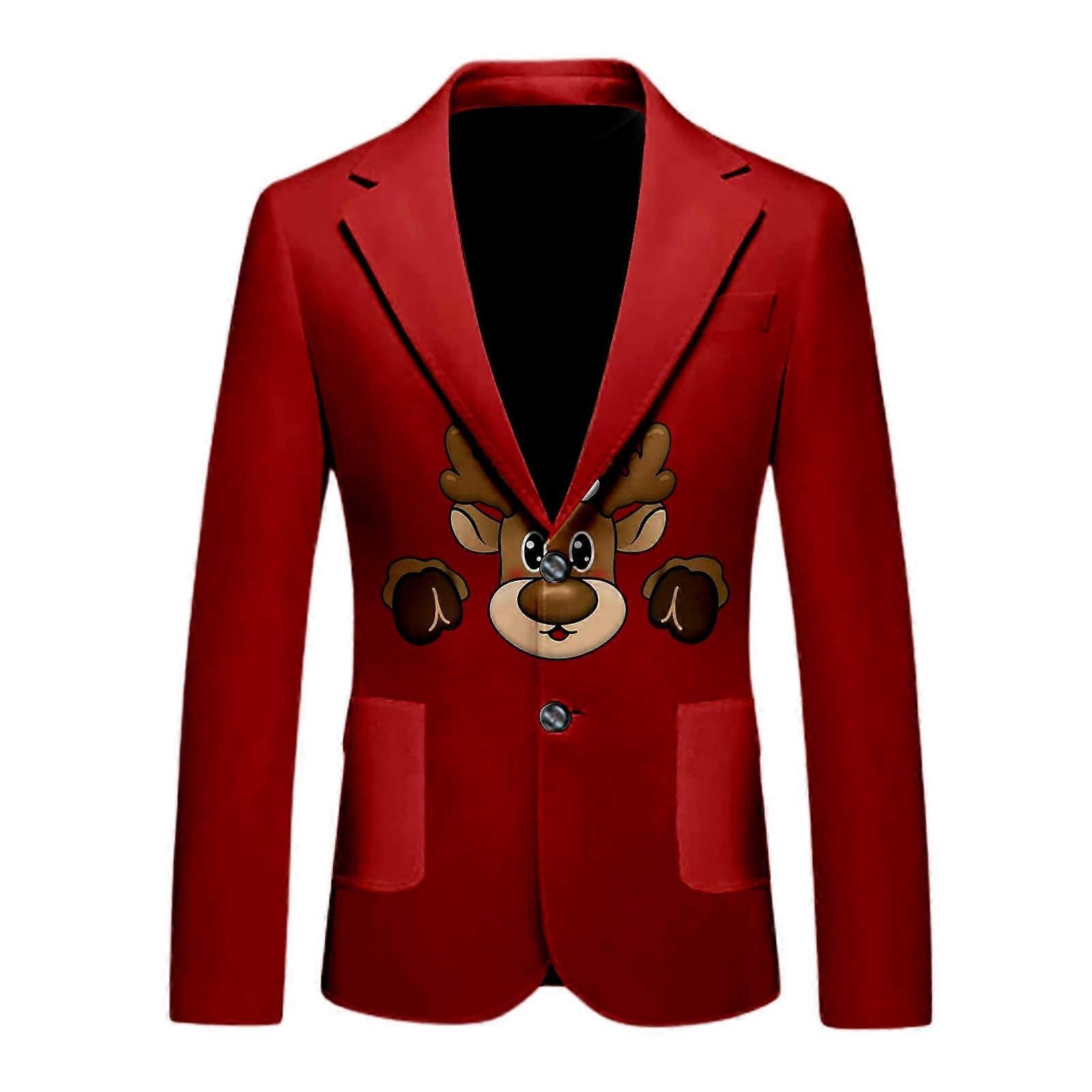 Weihnachten Sakko Herren Anzugjacke 3D Schneeflocken Langarm Kostüm für Herbst Frühling Festival Party Freizeitkleidung