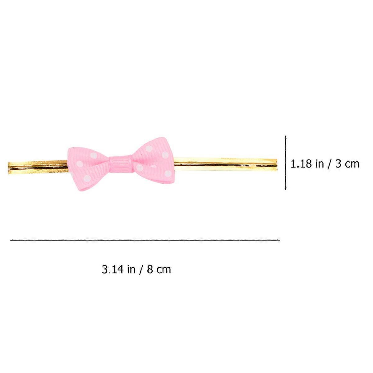 Pink Candy Bag Ties with Bow for Packing 20pcs Made of Strong Polyester