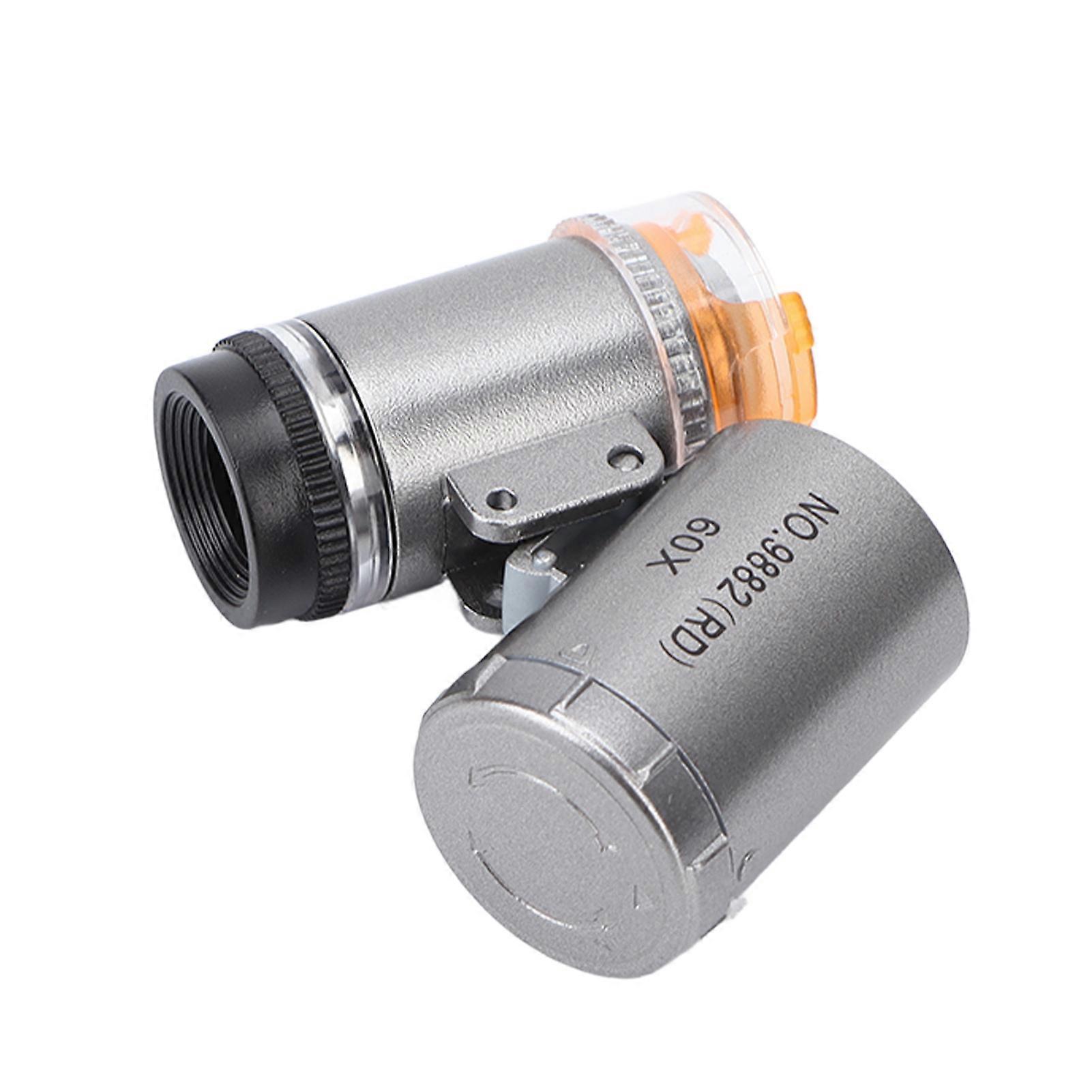 Pocket Microscope 60X Magnification 2 LED Lights 1 UV Light Wide Application Durable ABS Acrylic Portable Microscope