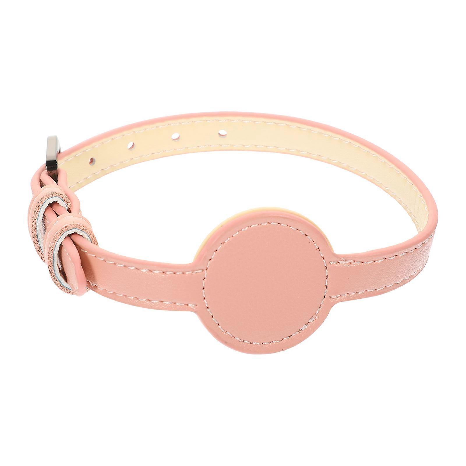 Adjustable and Comfortable PU Material Cat Collar in Pink with Tracer Case for Pet Use 0.5in Width