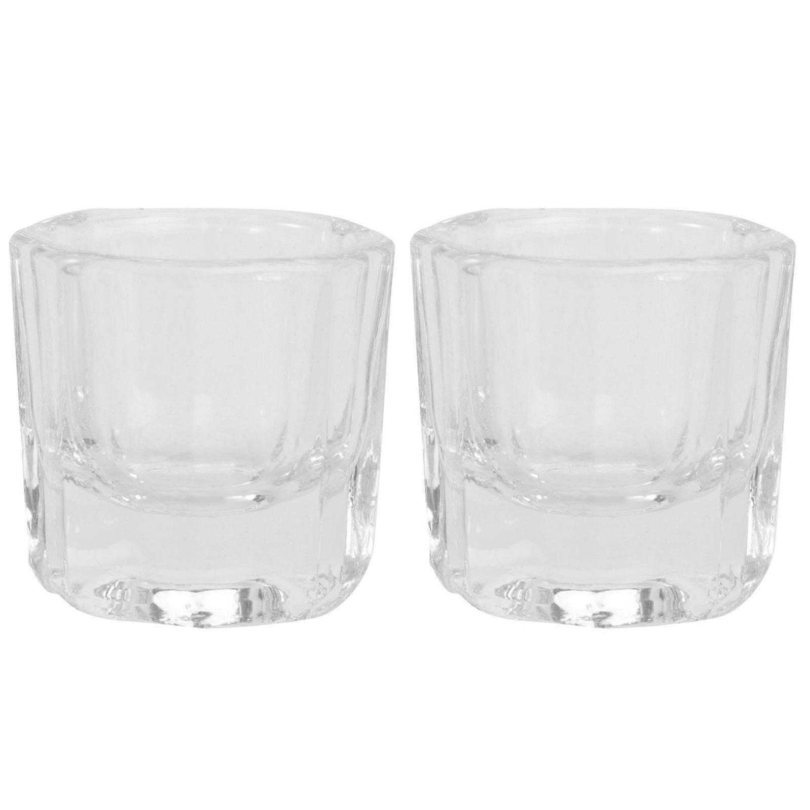 2Pcs Manicure Glass Crystal Cups Liquid Holder Container Tint Bowl Nail Styling Tool Equipment Tools (without Cover)