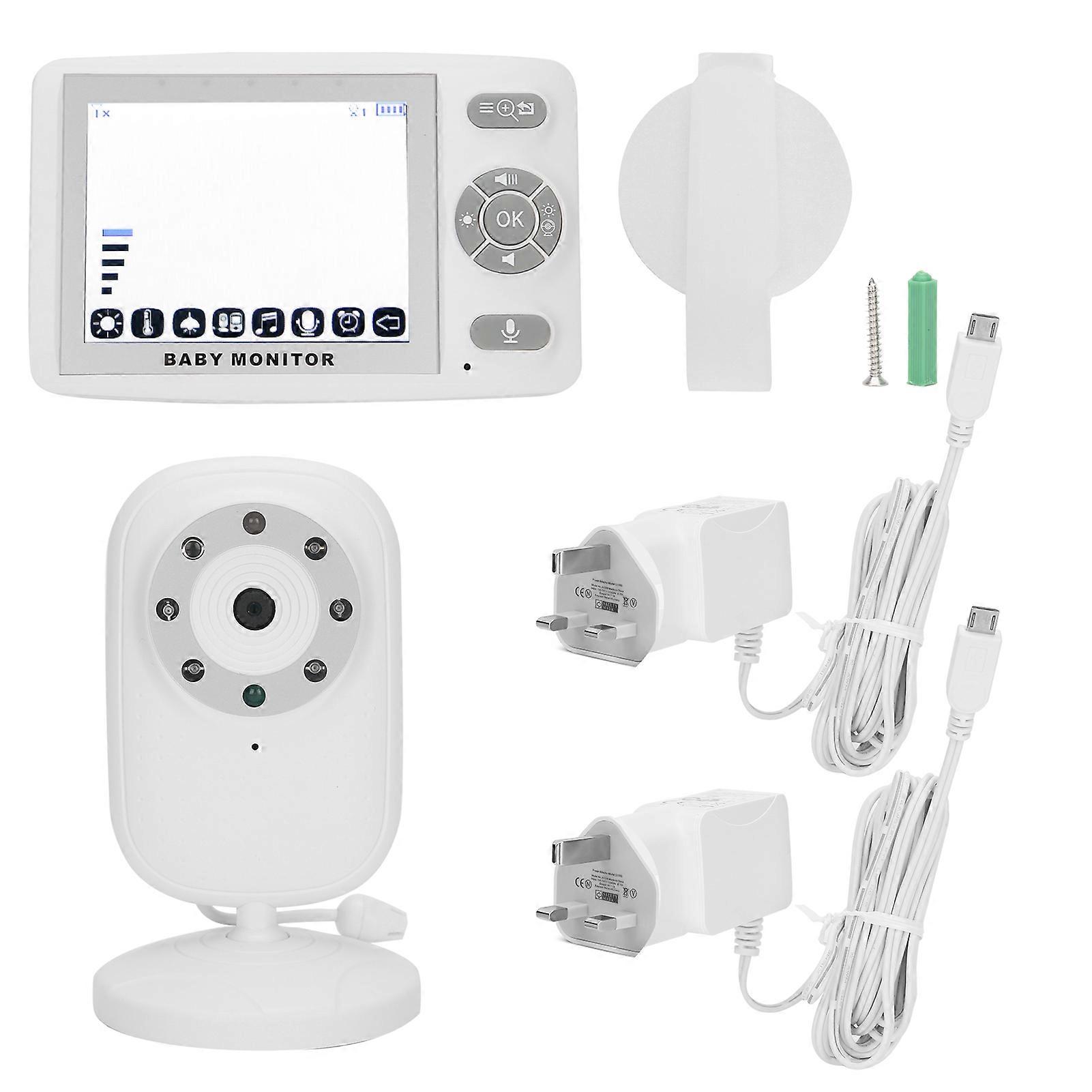 3.5inch Baby Monitor 2X Magnifying Music Function Temperature Monitor Video Baby Monitor 100‑240VUK Plug