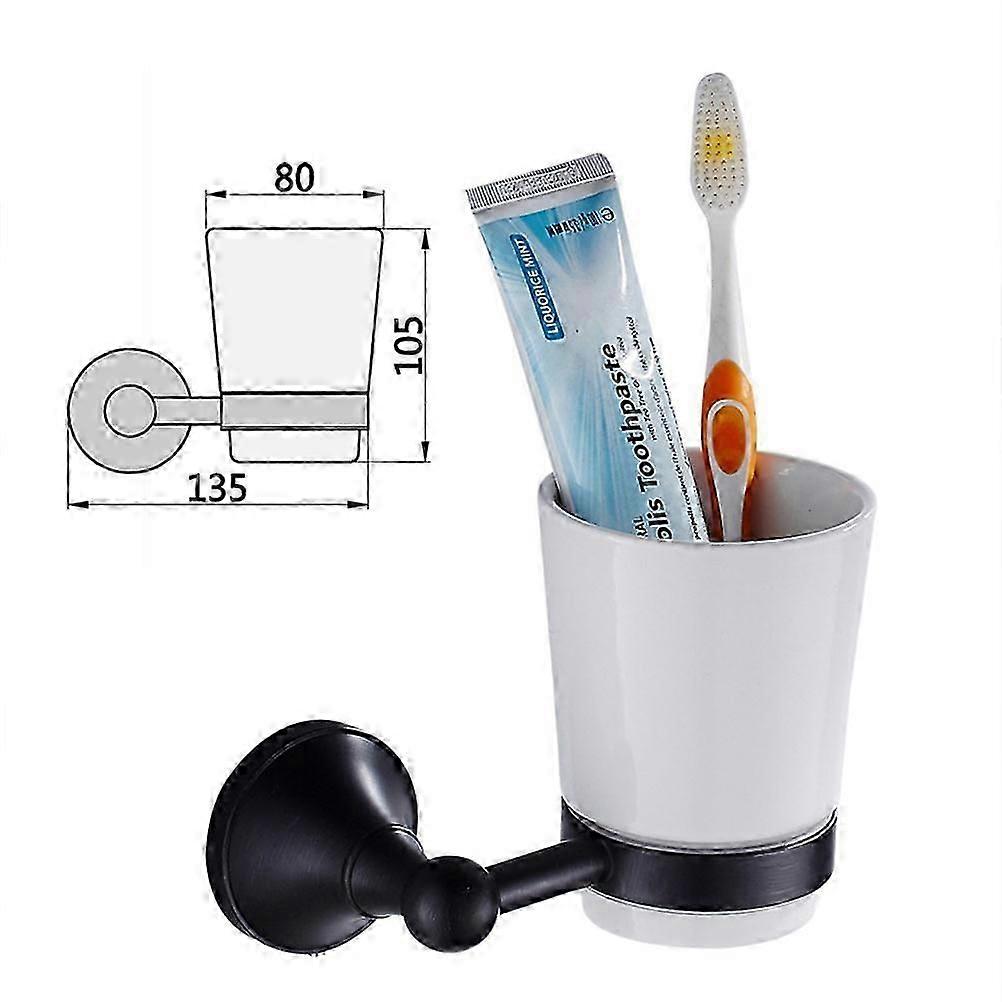 מחזיק מברשת שיניים יחיד אביזרי אמבטיה נחושת מתלה אחסון קולב רכוב על קיר שחור 1 יחידות