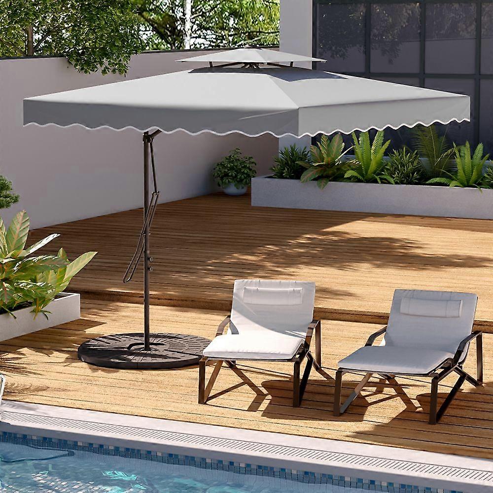 2.5M Square Garden Umbrella with Fan-shaped Base