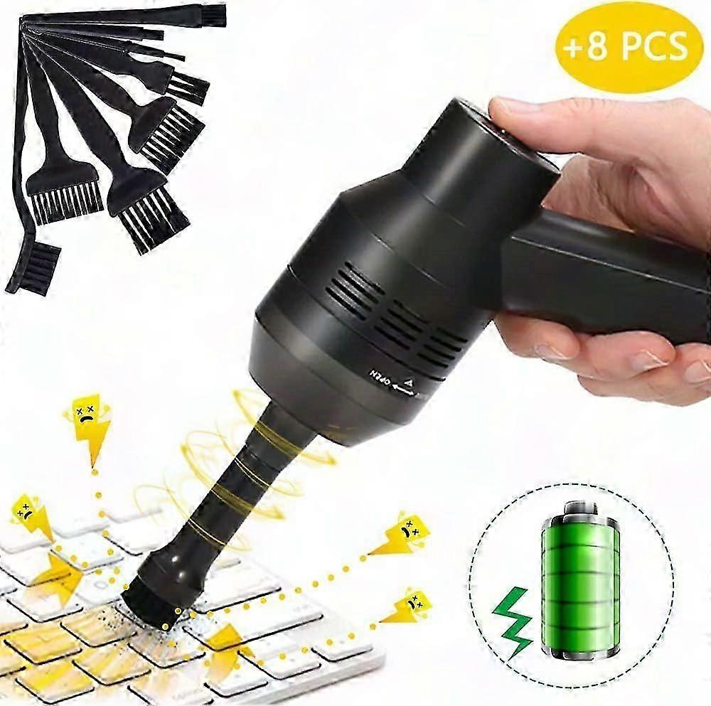 Mini USB Cordless Keyboard Cleaner with 8 Nylon Anti-Static Brushes for Laptop, Piano, Computer, Car, Makeup Bag, Pet House