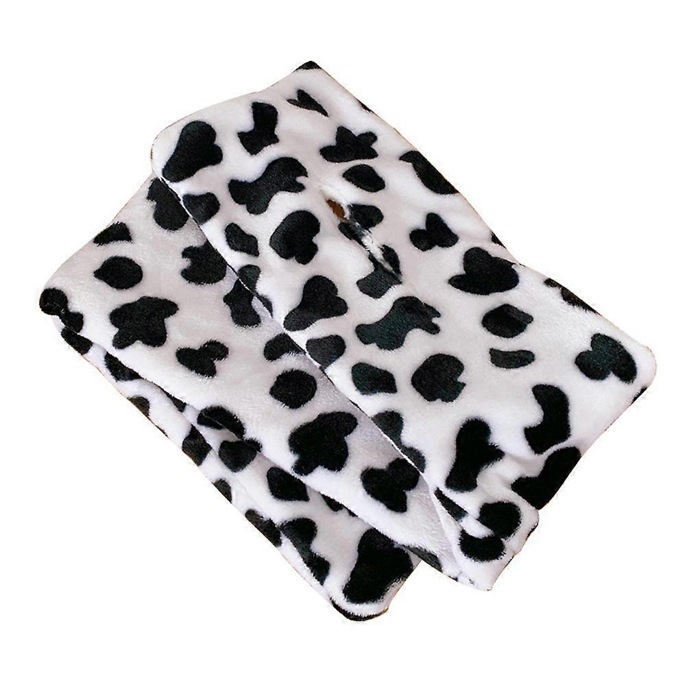 Plush Winter Scarf Warm Cross Tie Cow Spot Neck Warmer Neckerchief