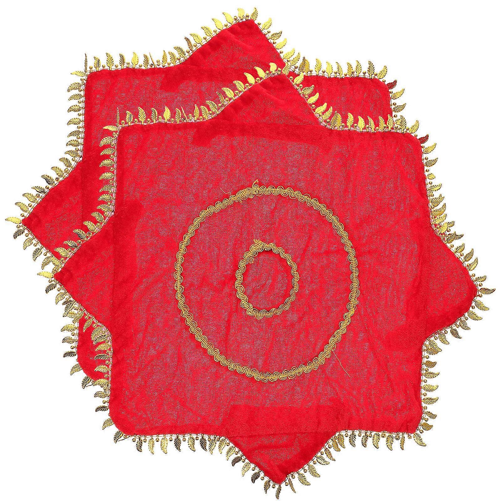 Chinese Style Dance Handkerchief Prom Prop with Water Drop Lace Cloth for Stage Performances Yangko Dance Art Shows 2pcs Set