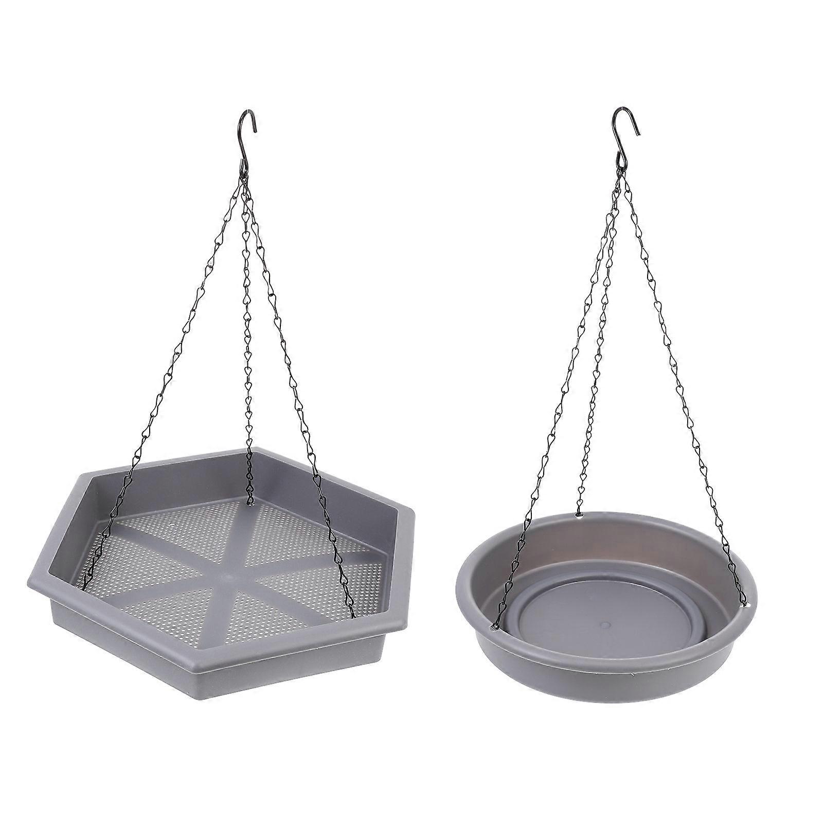 Simple Structure Hanging Bird Feeder For Wild Birds Outdoor 32X28X37CM Grey Feeding 1 Set