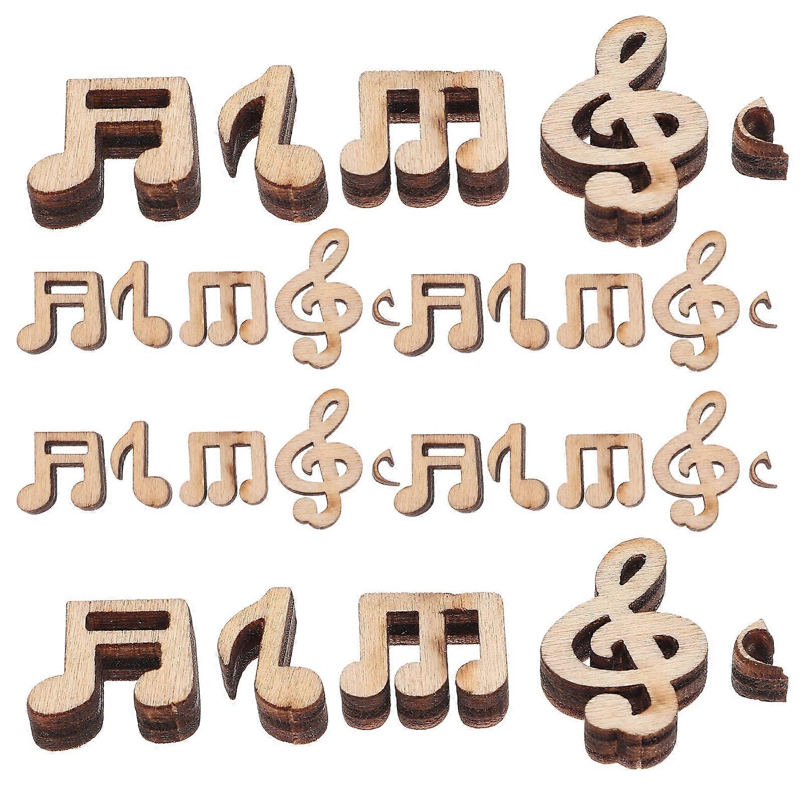 Music Note Shaped Wooden Slices for DIY Craft Projects and Decoration Use Khaki Color 100pcs