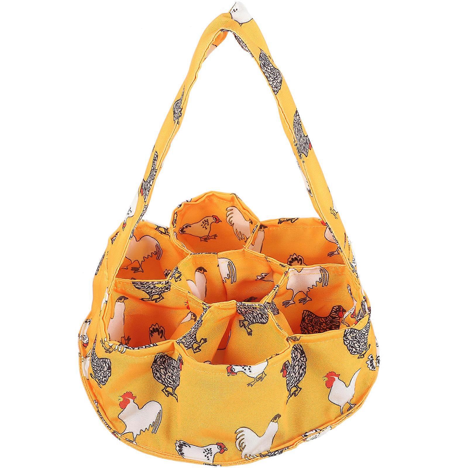 Canvas Egg Collection Basket with Pouches – Large Capacity Fresh Egg Holder for Chicken, Duck, and Goose Farmhouse Use – Multi Poultry Gathering Bag