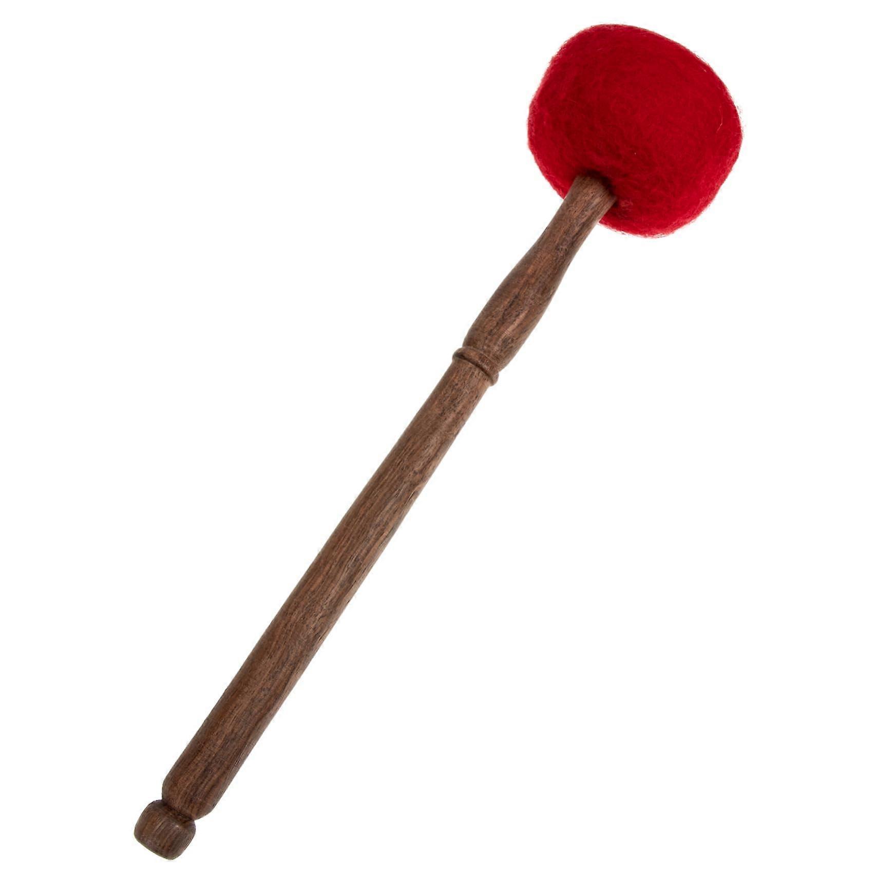 Wooden mallet for singing bowl, medium red felt mallet for meditation, handcrafted in Nepal, lightweight and portable.