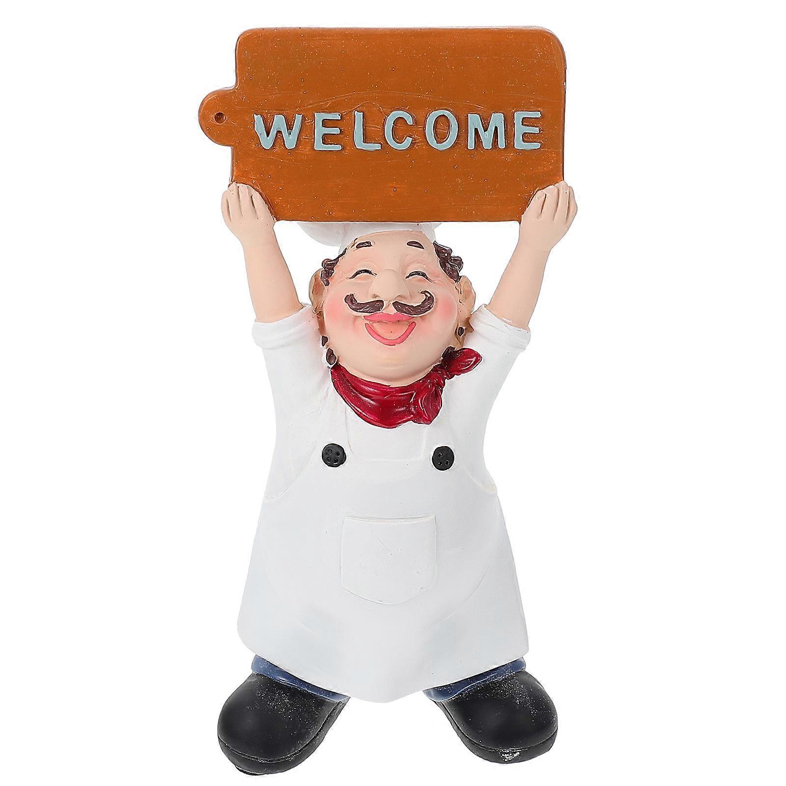 White Resin Chef Ornament for Decor and Vivid Design Suitable for Home and Shop 1pc