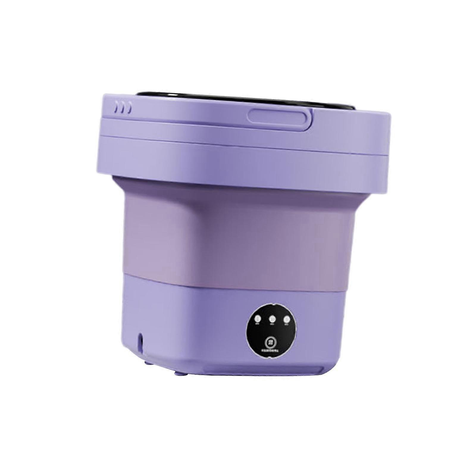 Portable Foldable Washing Machine 8L Silent Lightweight Bucket Washer For Laundry Dorm Travel Purple