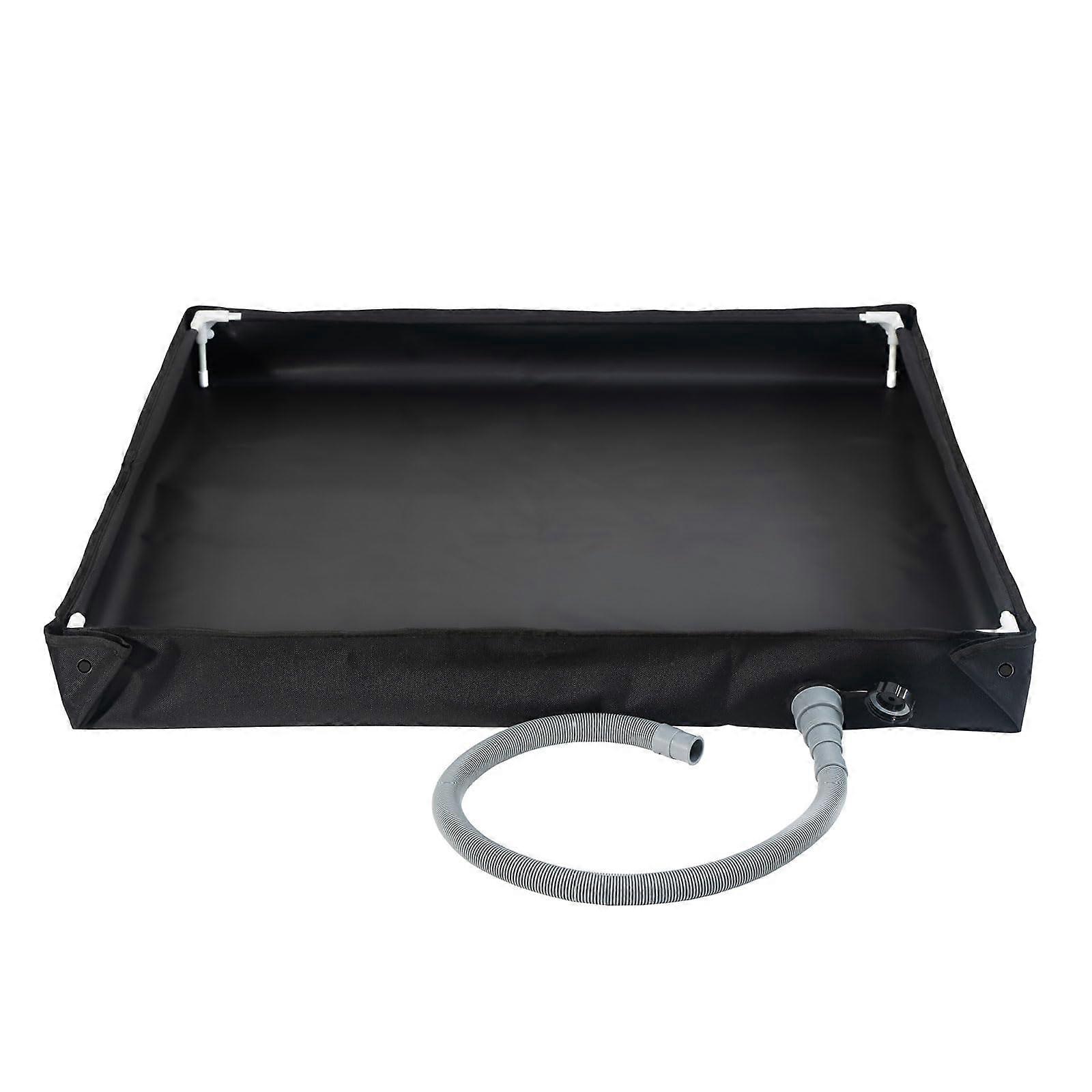 Portable Foldable Shower Basin, Reinforced Fiber Frame, Black Camping Shower Base for Outdoor Use