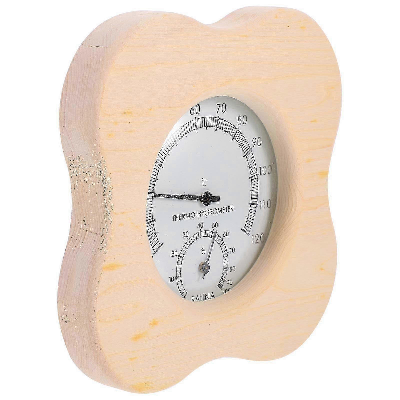 1pc Sauna Room Hygrometer & Thermometer, Multi-functional, 15.3x15.3cm, Brown